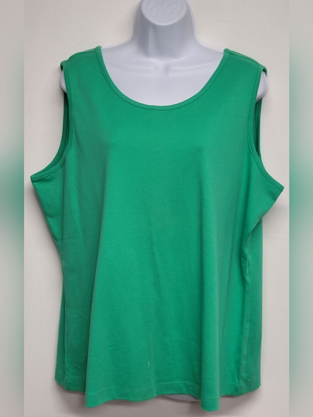Lands End 1X 16W 18W Green Tank Top 100% Cotton New